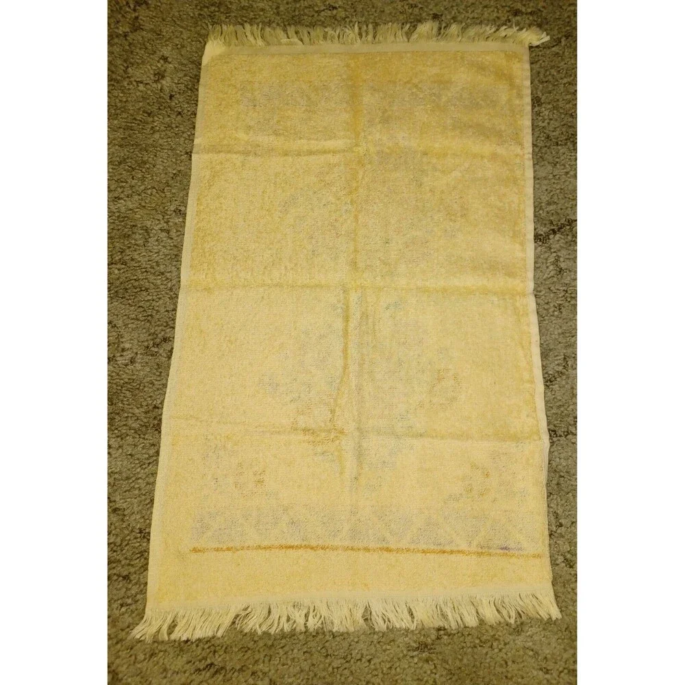 Vintage Towel Set of 3 Lady Pepperell Beige Purple Green Floral Washcloth